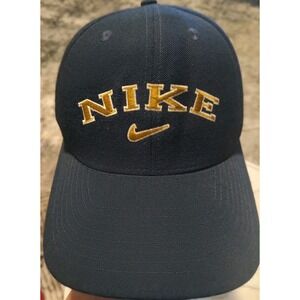 Vintage 90s Nike Spell Out Embroidered Swoosh SnapBack Hat Blue Yellow